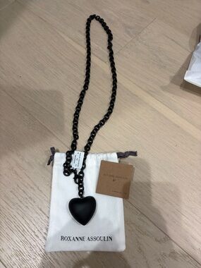 Roxanne Assoulin black puffed heart necklace NWT